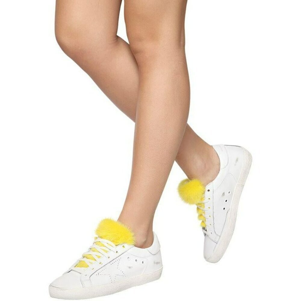 Golden‎ Goose Yellow Mink Fur Deluxe Brand Women's Superstar Size 39